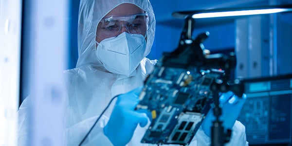 Man using circuit board