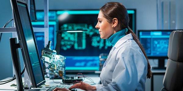 Woman working on computer